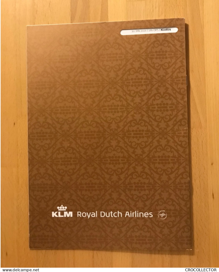 KLM Business Class Menu SIN-DPS 30 JAN 2023 - Menu Kaarten