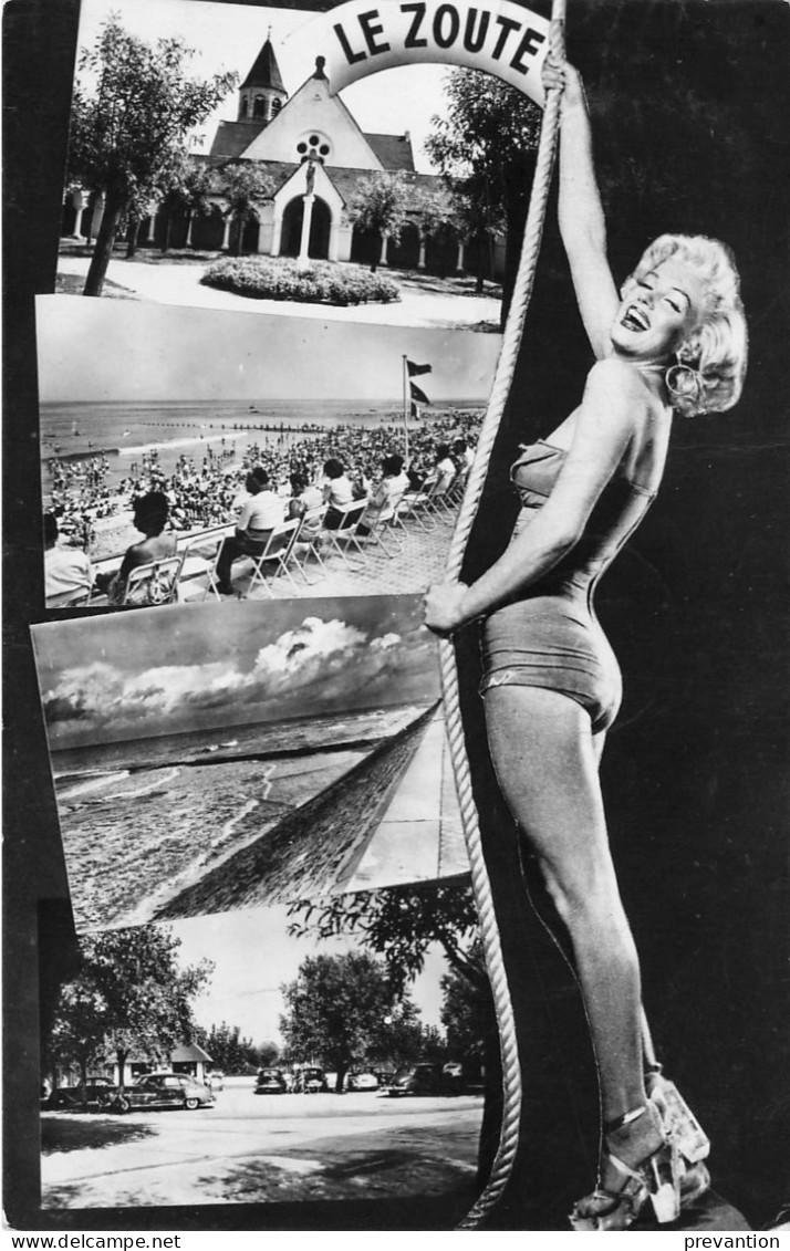 LE ZOUTE - Photo Carte (Pin Up à La "Marilyn Monroe") Circulé Vers La Louvière En 1956 - Knokke