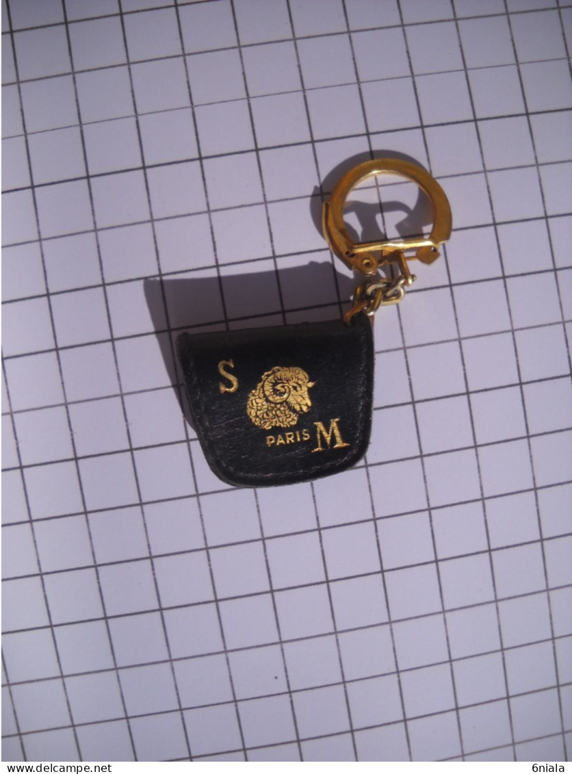 3173  Porte Clefs Clé  MAROQUINERIE  S M PARIS  Cuir Bélier - Key-rings