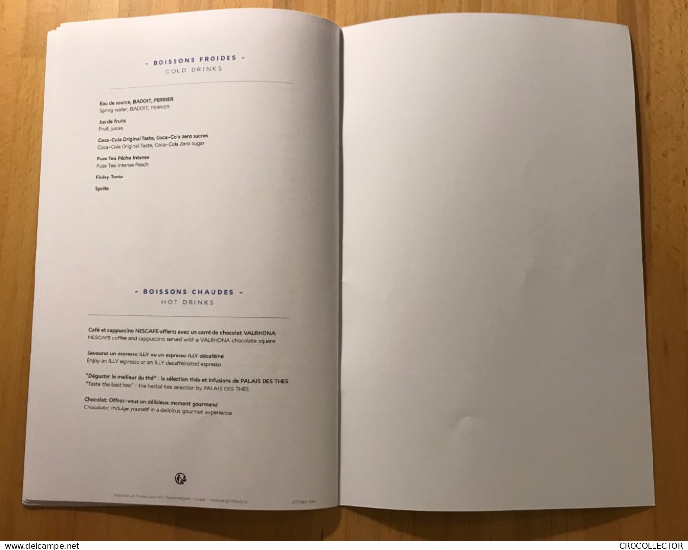 AIR FRANCE 14 pages Business Class Menu SIN-CDG 14 FEB 2023 J177083