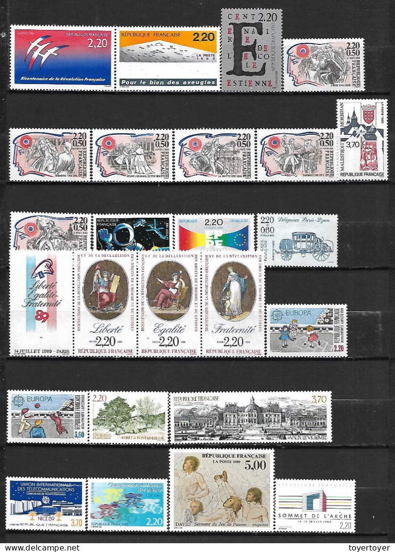 A7  France Lot De Timbres De 1989 N++ - 1980-1989