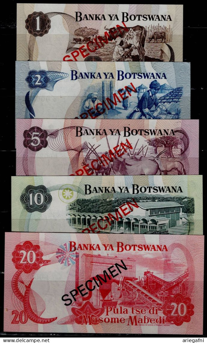 BOTSWANA 1 2 5 10 20 PULA P1 2 3 4 5 1979 BIRD UNC SPECIMEN SET ANIMAL BANK NOTE !! - Botswana