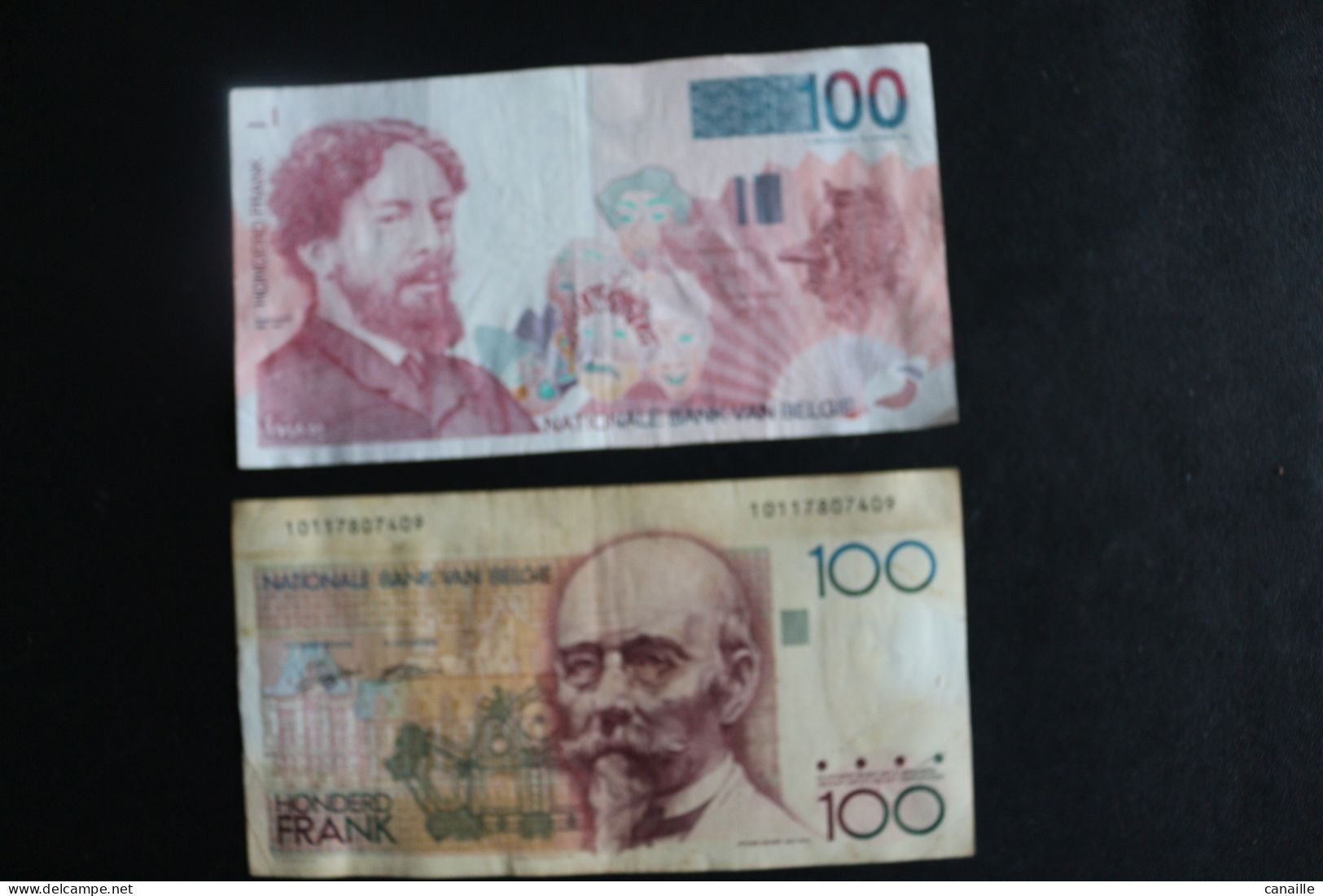 Lot De 2 Billets De La Banque Nationale De Belgique, Billet De 100 Francs (James Ensor) (Hendrik Beyaert), Honderd Frank - 100 Francs