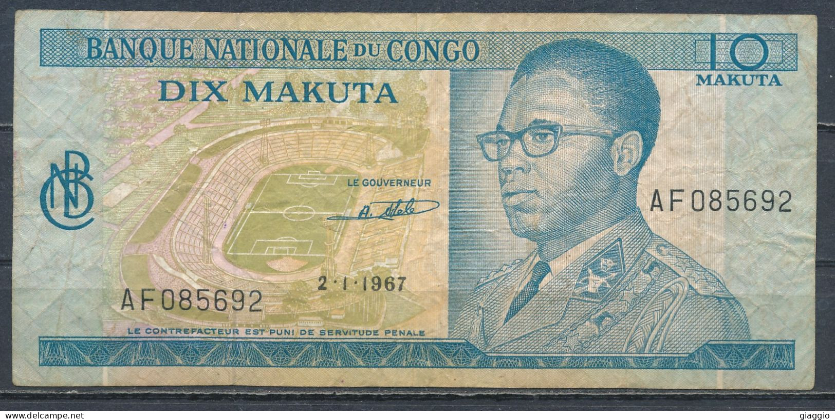 °°° CONGO 10 MAKUTA 1967 °°° - République Démocratique Du Congo & Zaïre