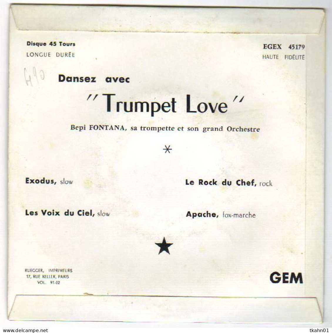 45 T TRUMPET-LOVE  " EXODUS ...  "  GEM - Jazz