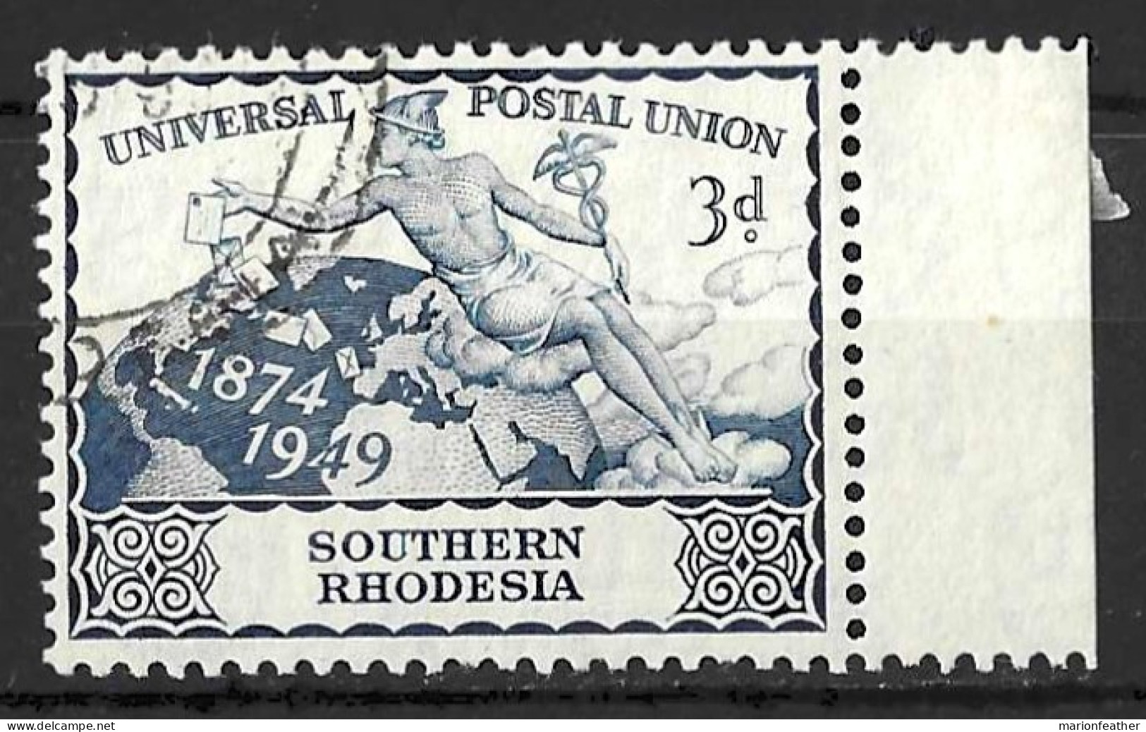 SOUTHERN RHODESIA...KING GEORGE VI (1936-52..).."..OMNIBUS.."..UNIVERSAL POSTAL UNION.....UPU...3d....SG69....CDS...VFU. - Southern Rhodesia (...-1964)