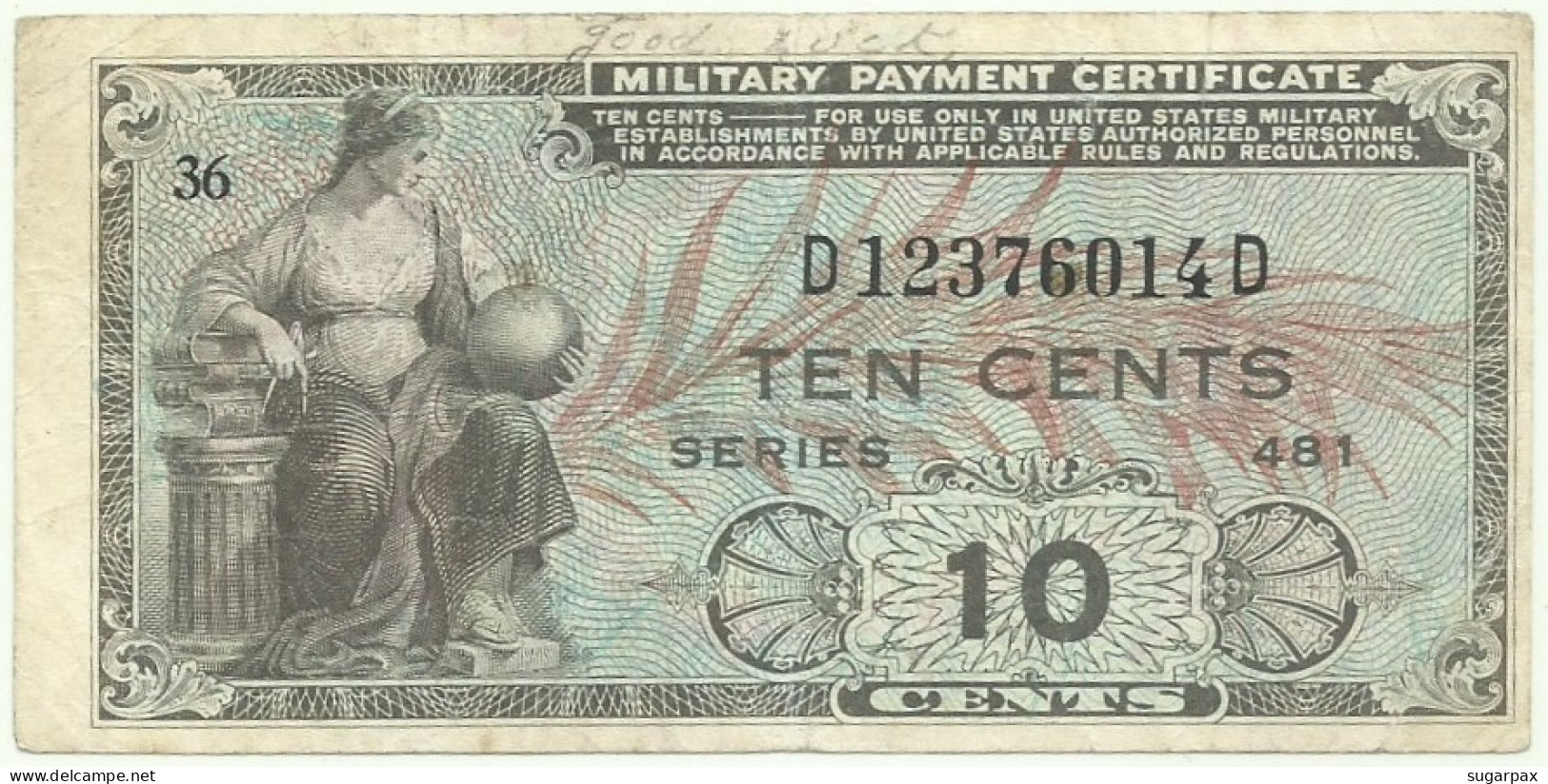 U. S. A. - 10 Cents - ND ( 1951 ) - Pick: M 23 - Series 481 - Military Payment Certificate - 1951-1954 - Reeksen 481