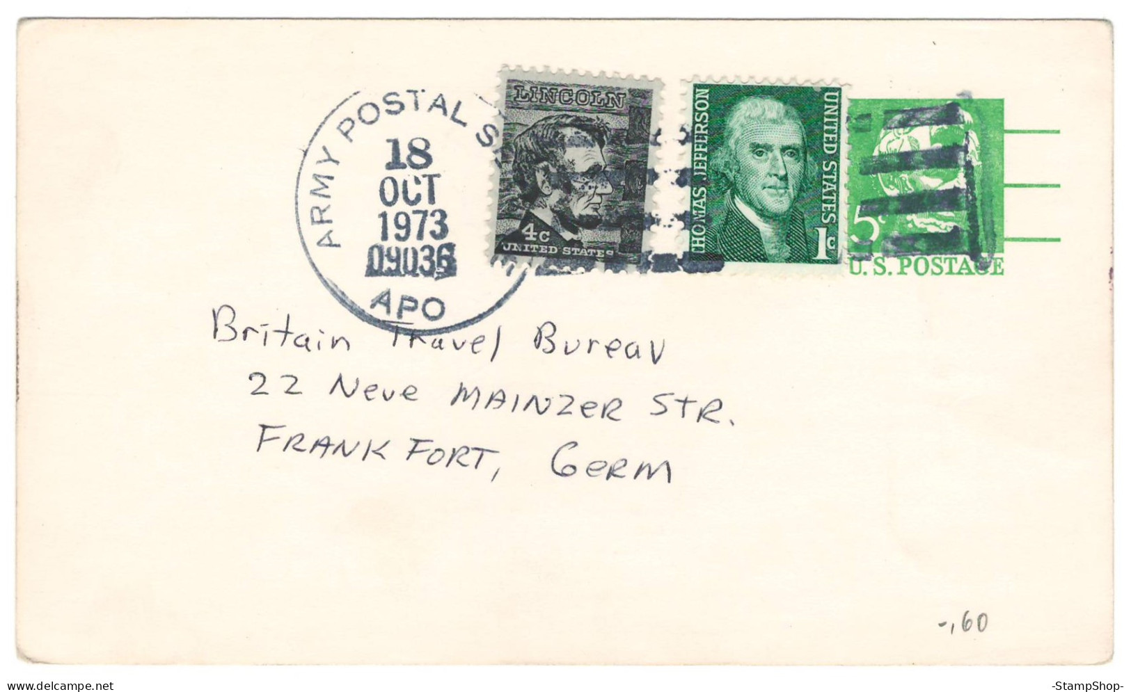 1973 USA, United States, US - Army Postal Service To Germany - Postcard, Stationery - - 1961-80
