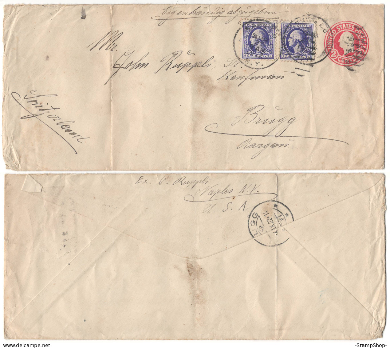 1922 USA, United States, US - To Brugg, Switzerland - Stationery, Envelope - - 1921-40