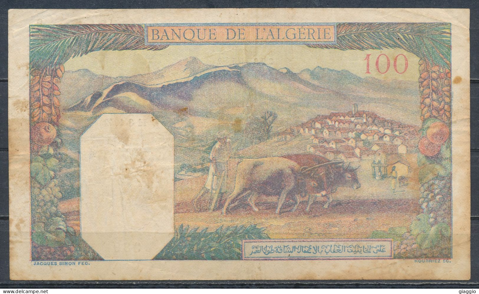 °°° ALGERIA ALGERIE 100 FRANCS 11-3-1942 °°° - Algeria