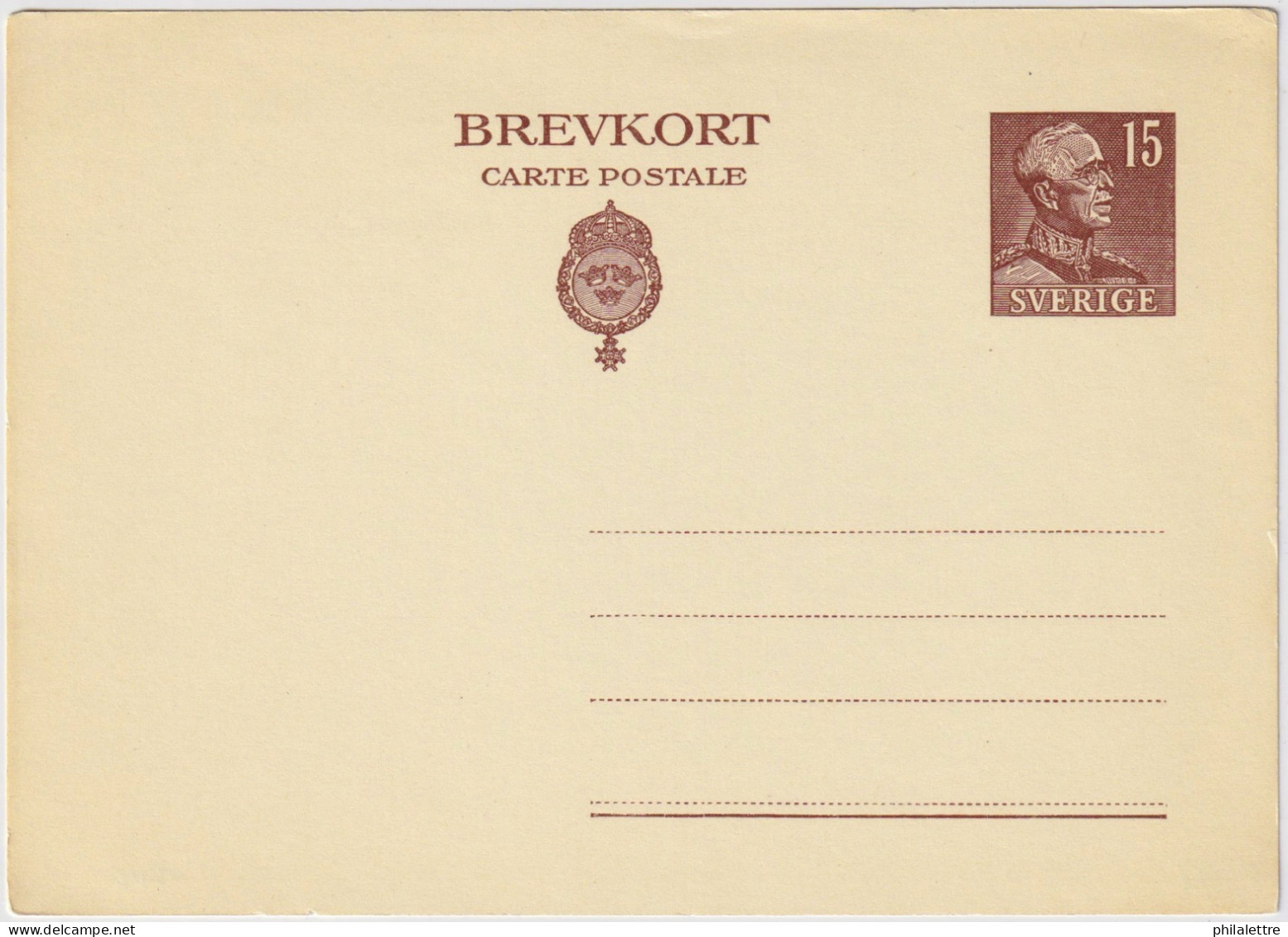 SUÈDE / SWEDEN - 1946 - 15 öre Postal Card Mi.P61 - Mint - Postwaardestukken