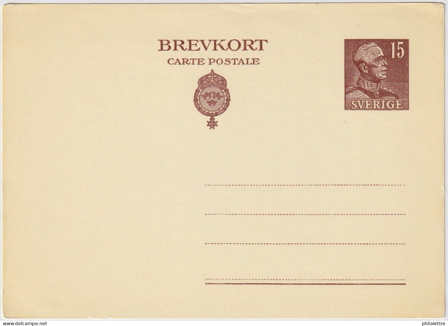 SUÈDE / SWEDEN - 1946 - 15 öre Postal Card Mi.P61 - Mint - Postal Stationery