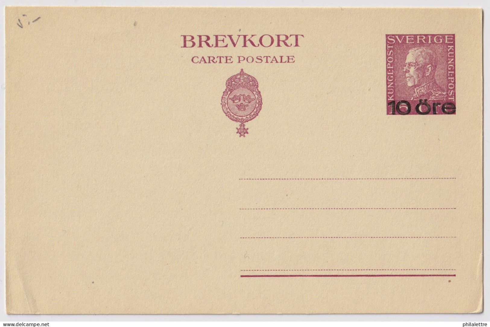 SUÈDE / SWEDEN - 1925 - 10 öre / 15 Öre Red-lilac Postal Card Mi.P46 - Mint - Postal Stationery