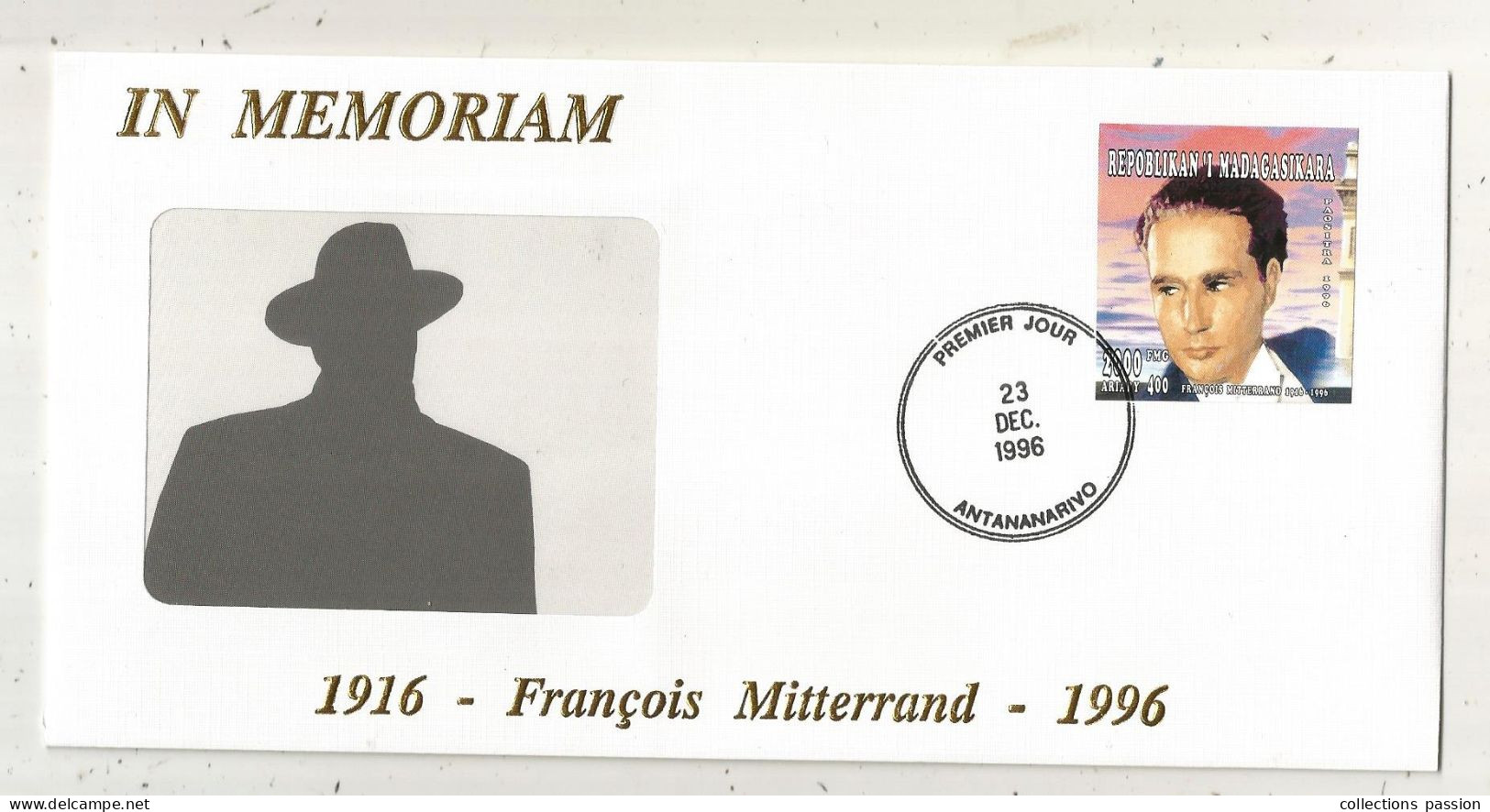 FDC, Premier Jour, François MITTERRAND, Madagascar ,ANTANANARIVO,1996 , Frais Fr 1.85 E - Madagascar (1960-...)