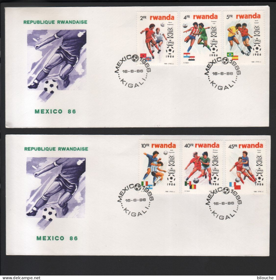 BUZIN / RWANDA 1986 / COUPE DU MONDE DE FOOTBALL A MEXICO / LES 2 FDC'S OFFICIELS / PEU COURANTS - 1980-1989