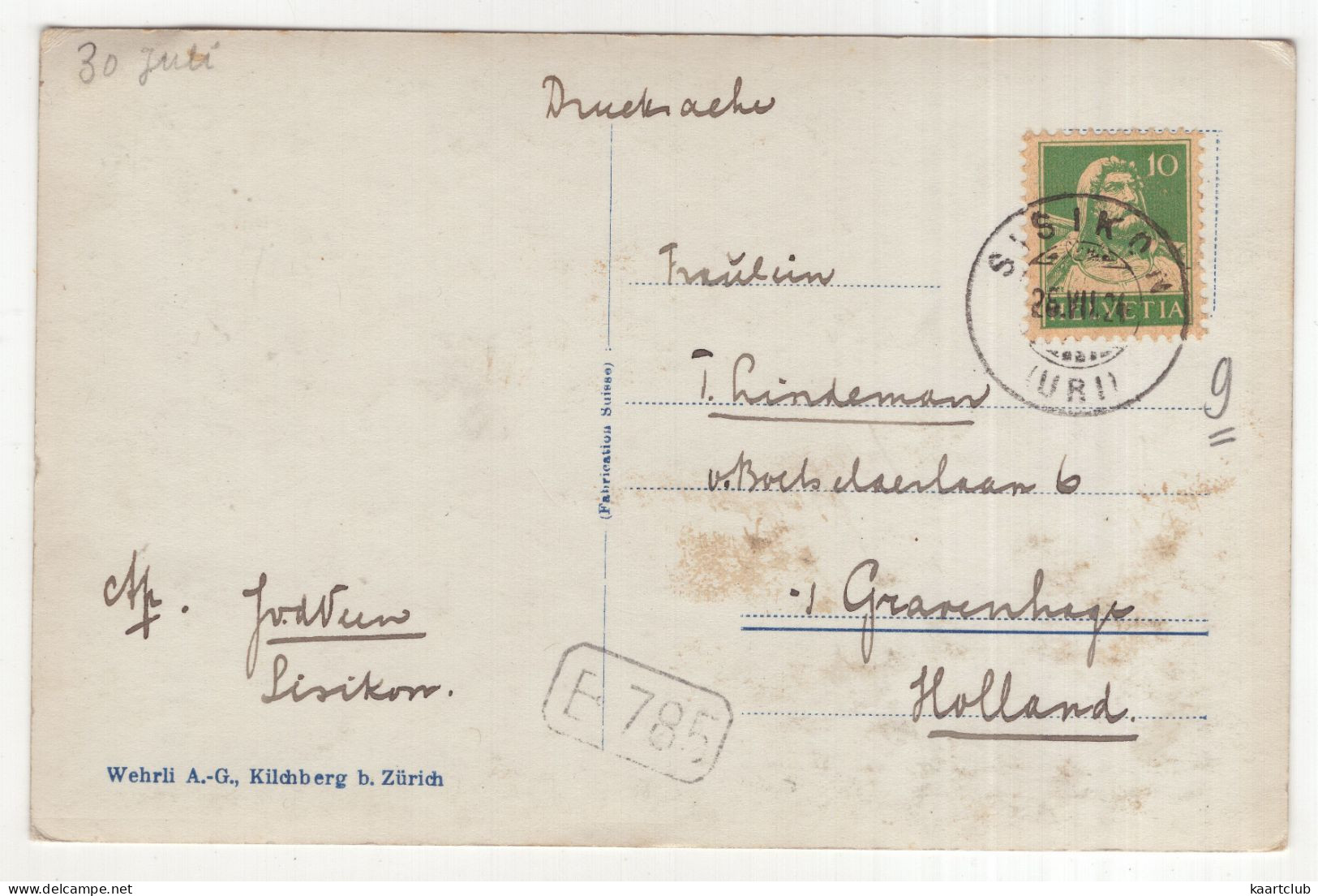 11575 Sisikon U. Urirotstock - (Schweiz/Suisse) - 1924 - Sisikon