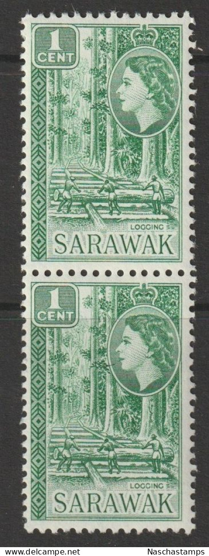 Sarawak 1955 -1957 Queen Elizabeth II & Local Motifs 1c MNH - Sarawak (...-1963)