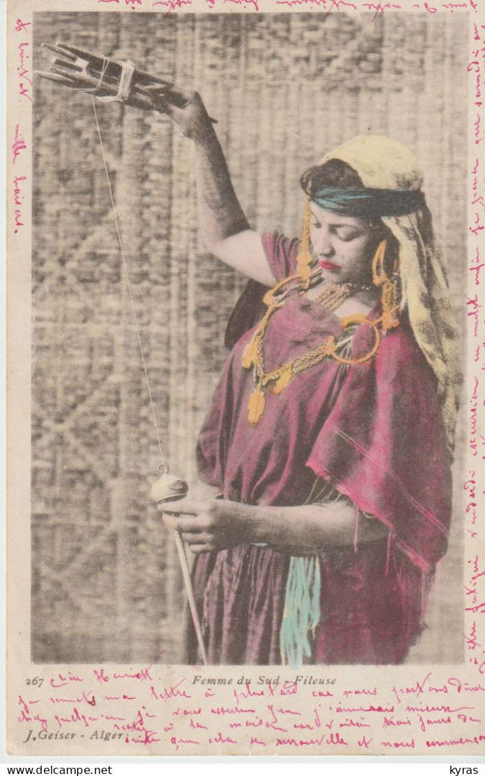 Algérie . Femme Du Sud . FILEUSE   (Edit. J. Geiser N° 267) - Berufe