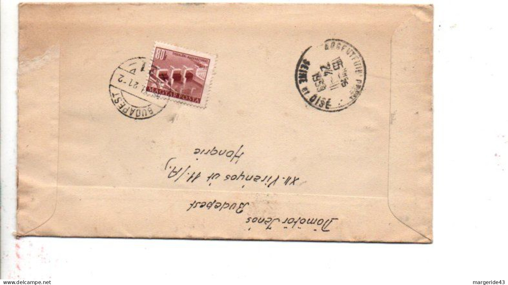 HONGRIE AFFRANCHISSEMENT COMPOSE SUR LETTRE RECOMMANDEE POUR LA FRANCE 1959 - Covers & Documents