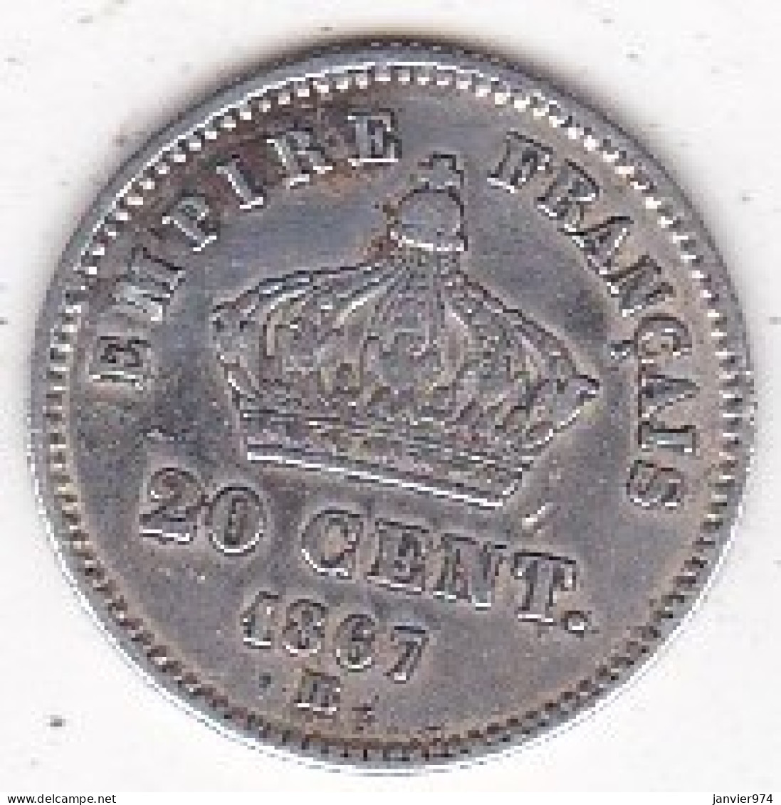 20 Centimes 1867 BB Strasbourg. Napoléon III, En Argent - 20 Centimes
