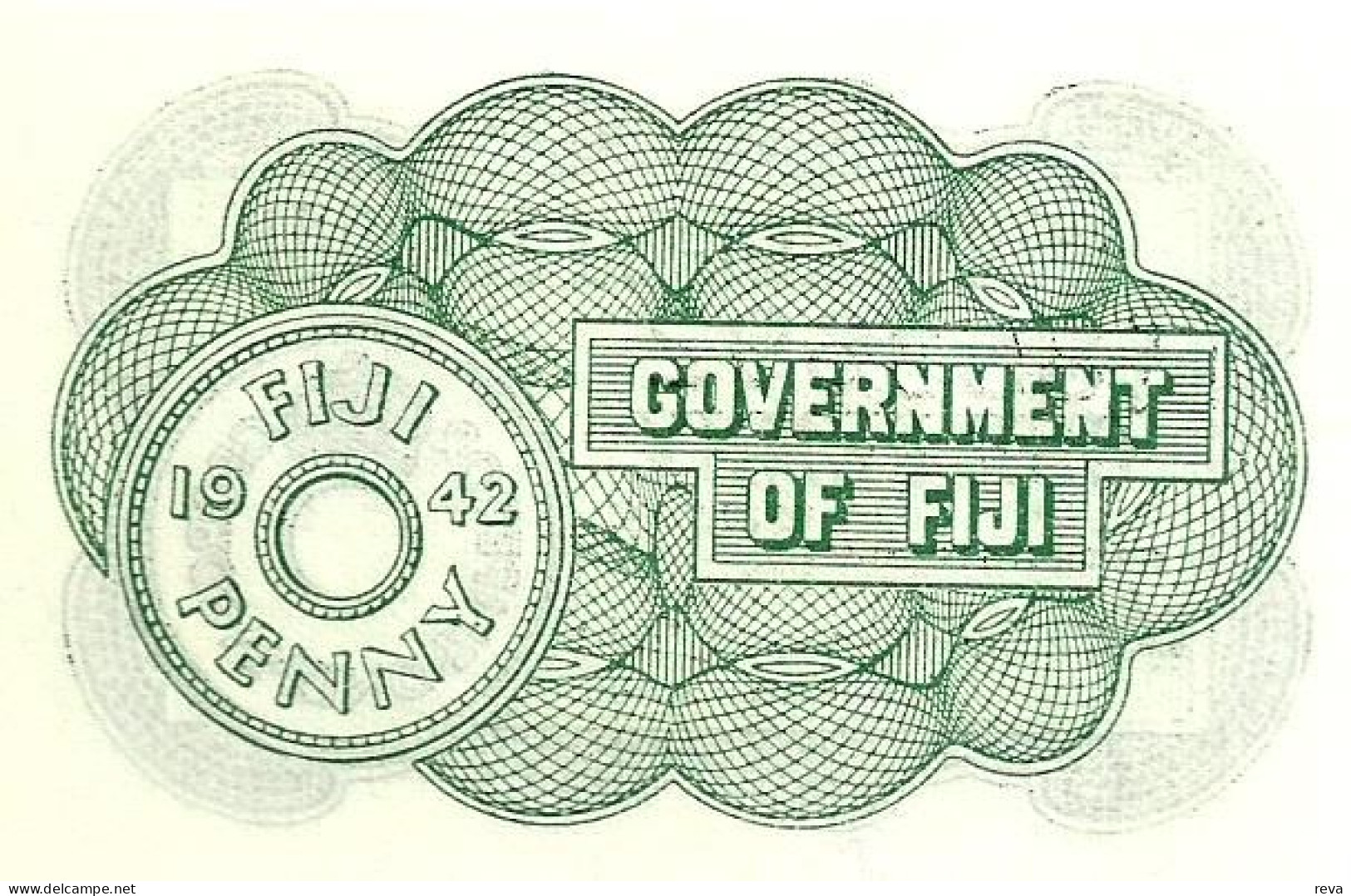 FIJI 1 PENNY GREEN COIN FRONT AND BACK DATED 01-07-1942 EF P.47a READ DESCRIPTION!! - Figi