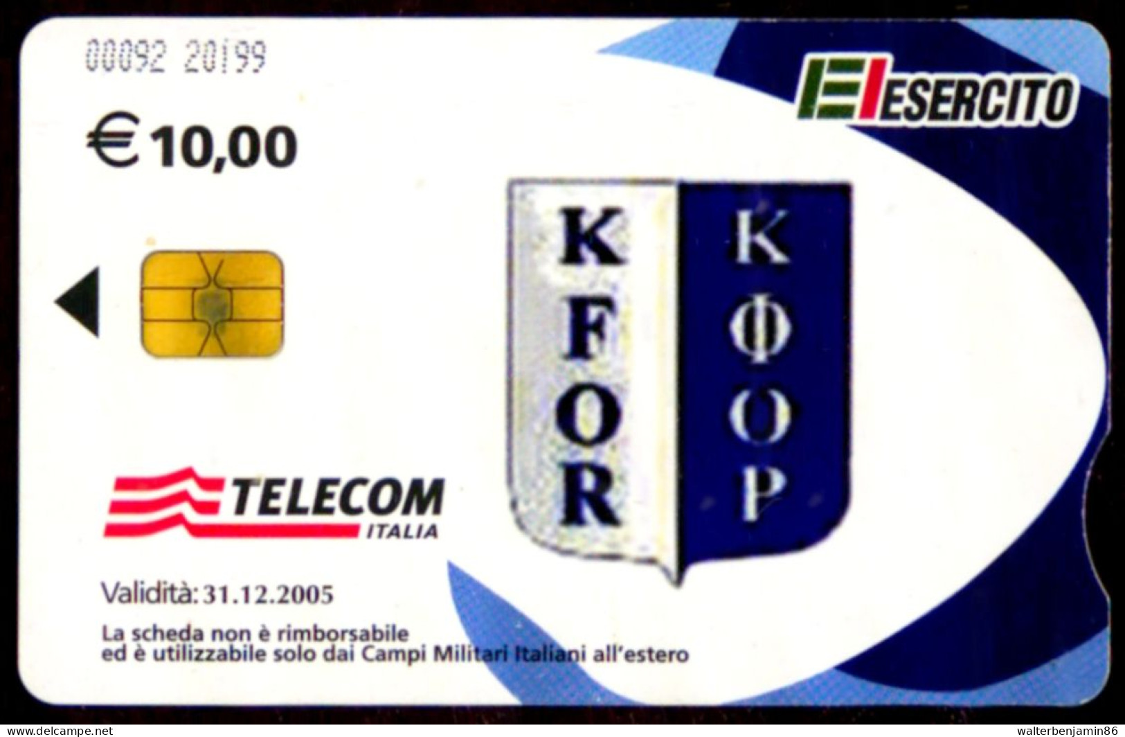 C&C US9 SCHEDA TELEFONICA USATA A CHIP ESERCITO BASI MILITARI KFOR 00092 - Erreurs & Variétés