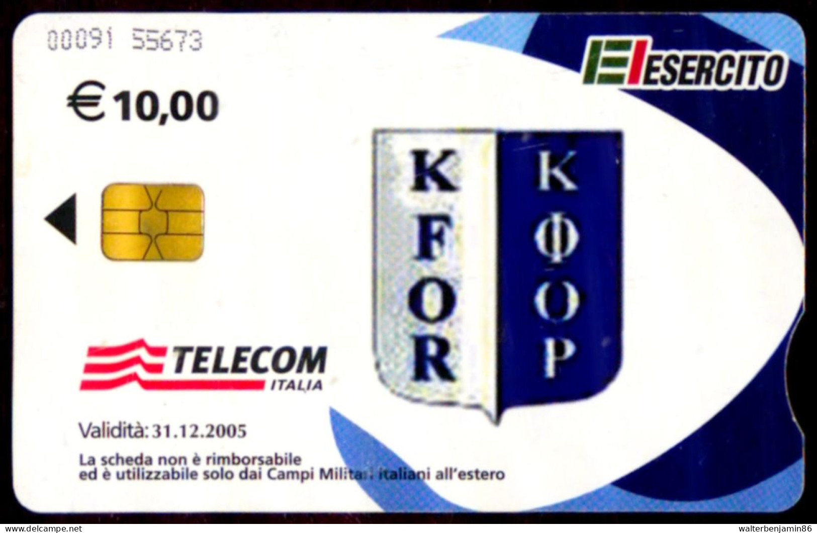 C&C US9 SCHEDA TELEFONICA USATA A CHIP ESERCITO BASI MILITARI KFOR 00091 - Errori & Varietà