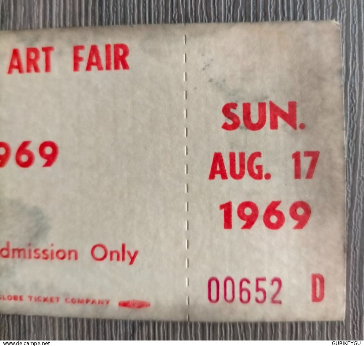 Rarissime Ticket Vintage 17/08/1969 Festival De WOODSTOCK  Music And Art Fair Concert Original N° 00652 D - Tickets De Concerts
