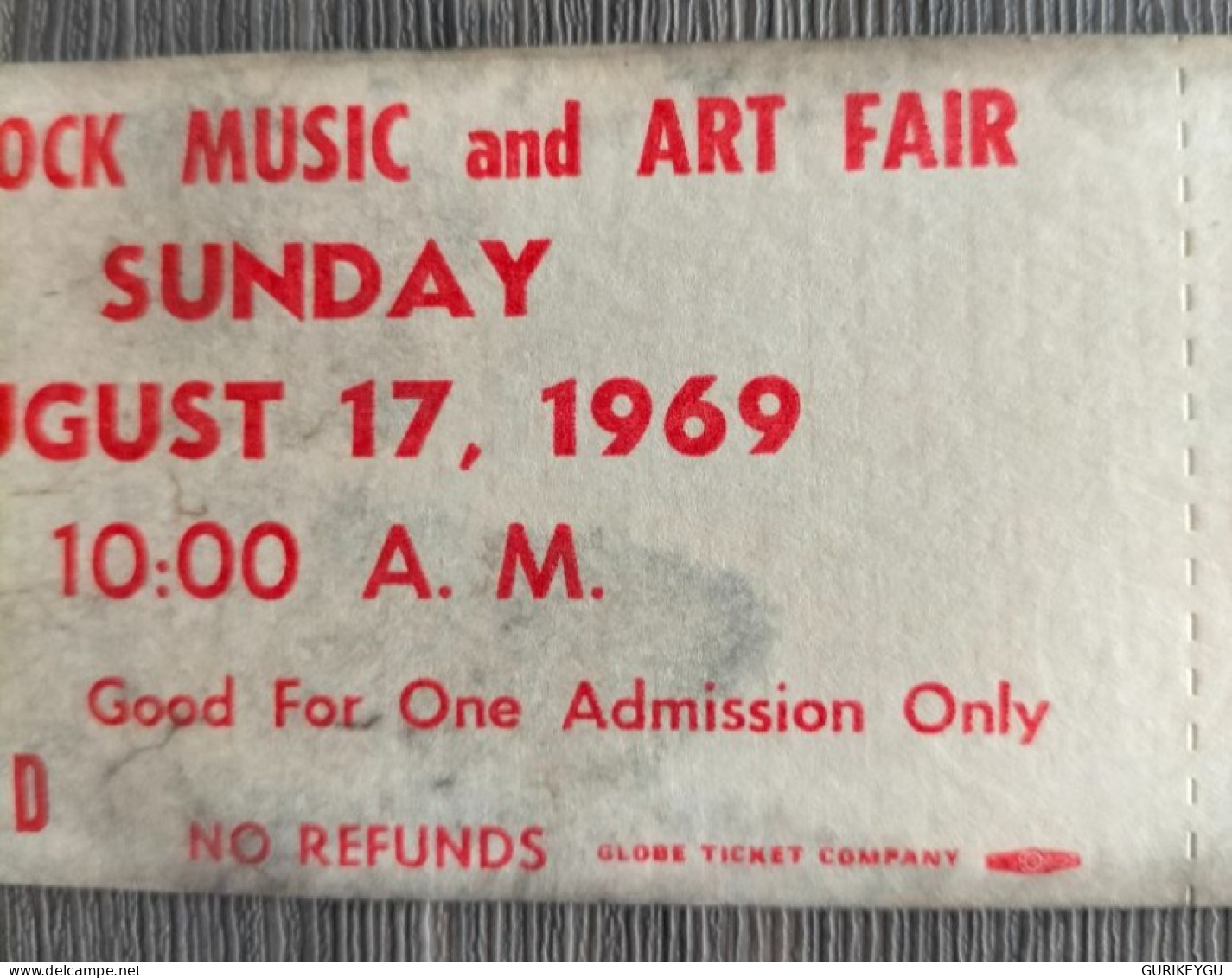 Rarissime Ticket Vintage 17/08/1969 Festival De WOODSTOCK  Music And Art Fair Concert Original N° 00652 D - Tickets De Concerts