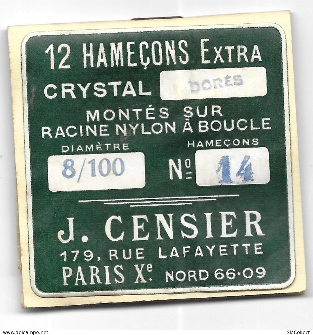 Pochette D'hameçons "J. Censier", Paris (75). . Reste 10 Feuillets Avec Hameçons - Pêche