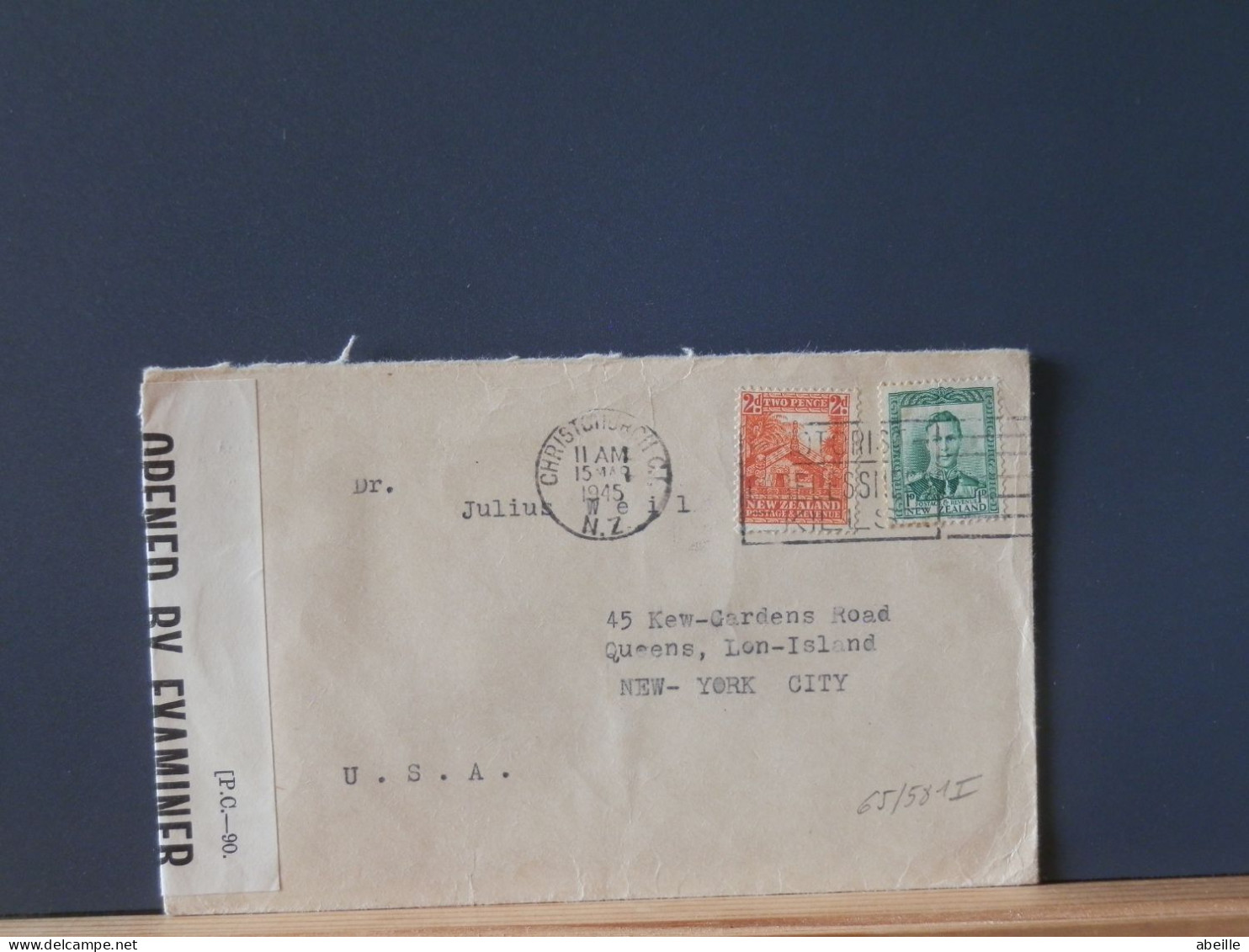 65/081I LETTER  AUSTRALIA 1945 TO USA  CENSOR - Cartas & Documentos