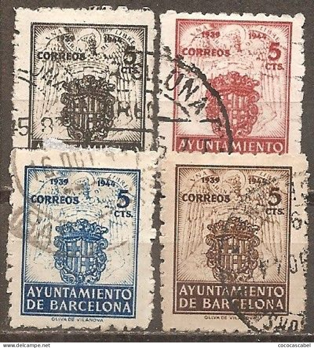 España/Spain-(usado) - Barcelona Edifil  55-56, 58-59 - Yvert  69-70, 72-73 (o) - Barcelona
