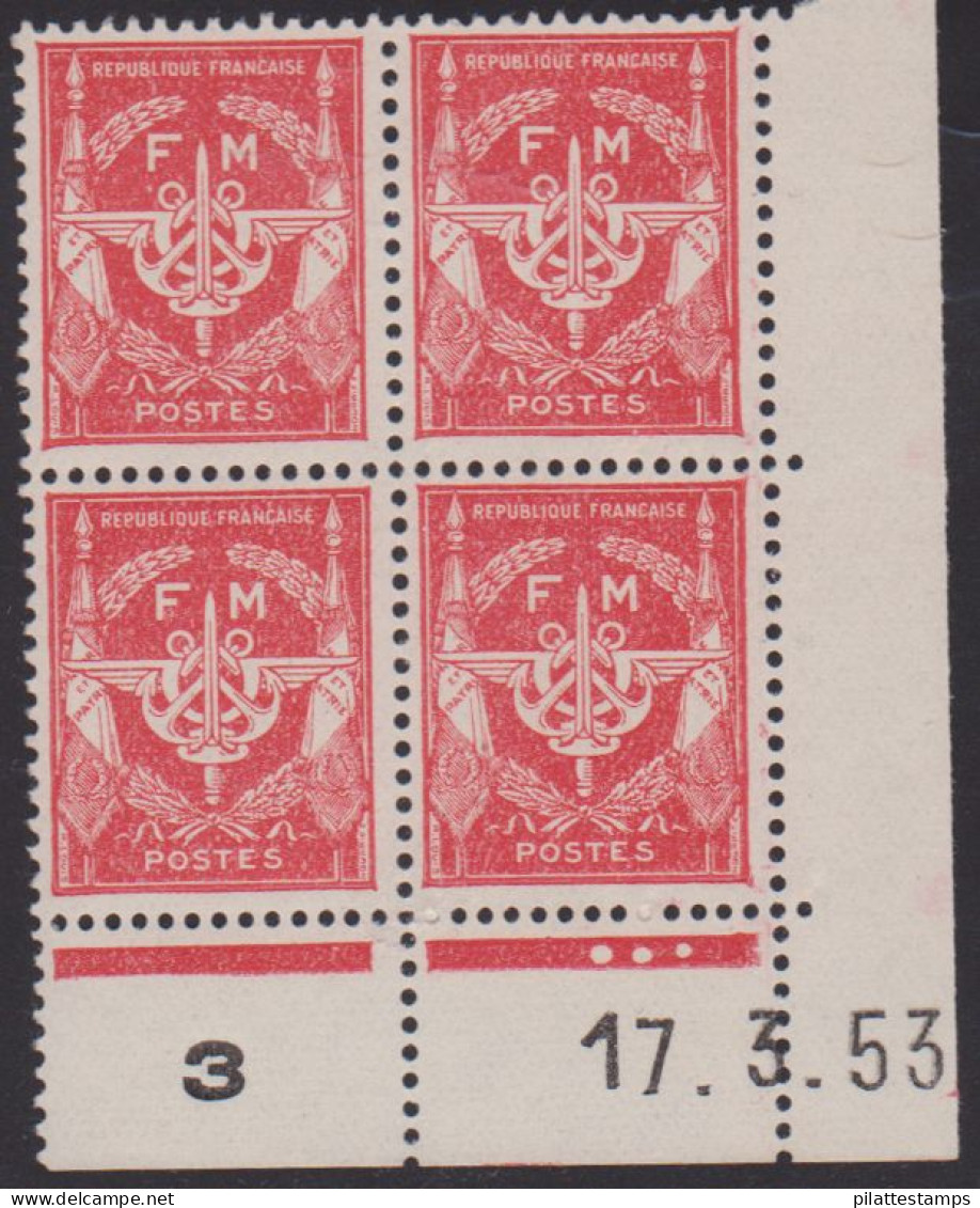 FRANCE FRANCHISE MILITAIRE N° 12** EMBLEME COIN DATE DU 17/3/53 - Altri & Non Classificati