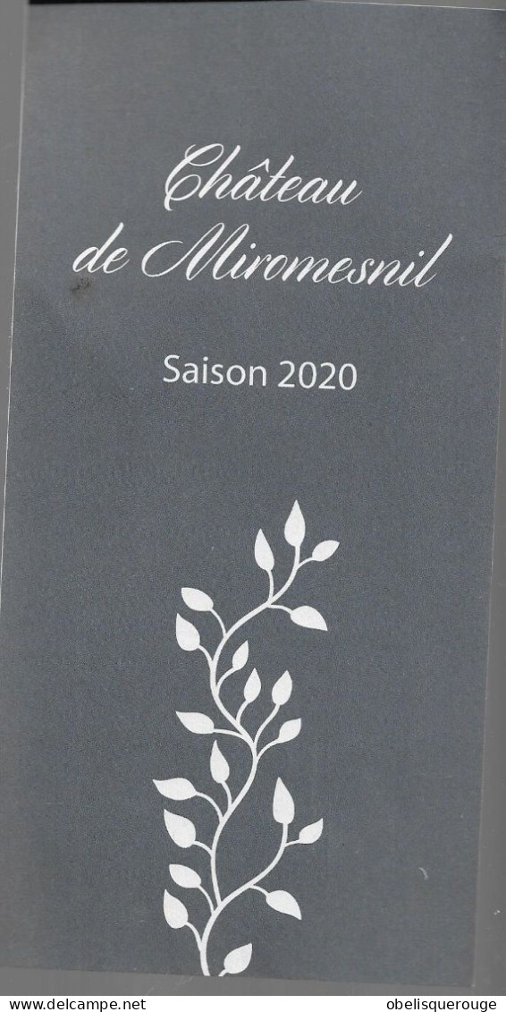 CHATEAU DE MIROMESNIL ENTREE TOURVILLE SUR ARQUES SAISON 2020 SALON ATELIERS CHASSE A L OEUF - Programmes