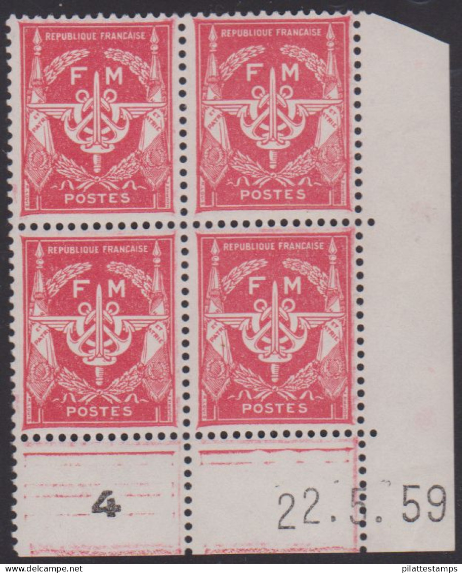 FRANCE FRANCHISE MILITAIRE N° 12** EMBLEME COIN DATE DU 22/5/59 - Other & Unclassified