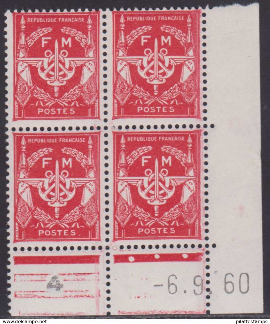 FRANCE FRANCHISE MILITAIRE N° 12** EMBLEME COIN DATE DU 6/9/60 - Otros & Sin Clasificación