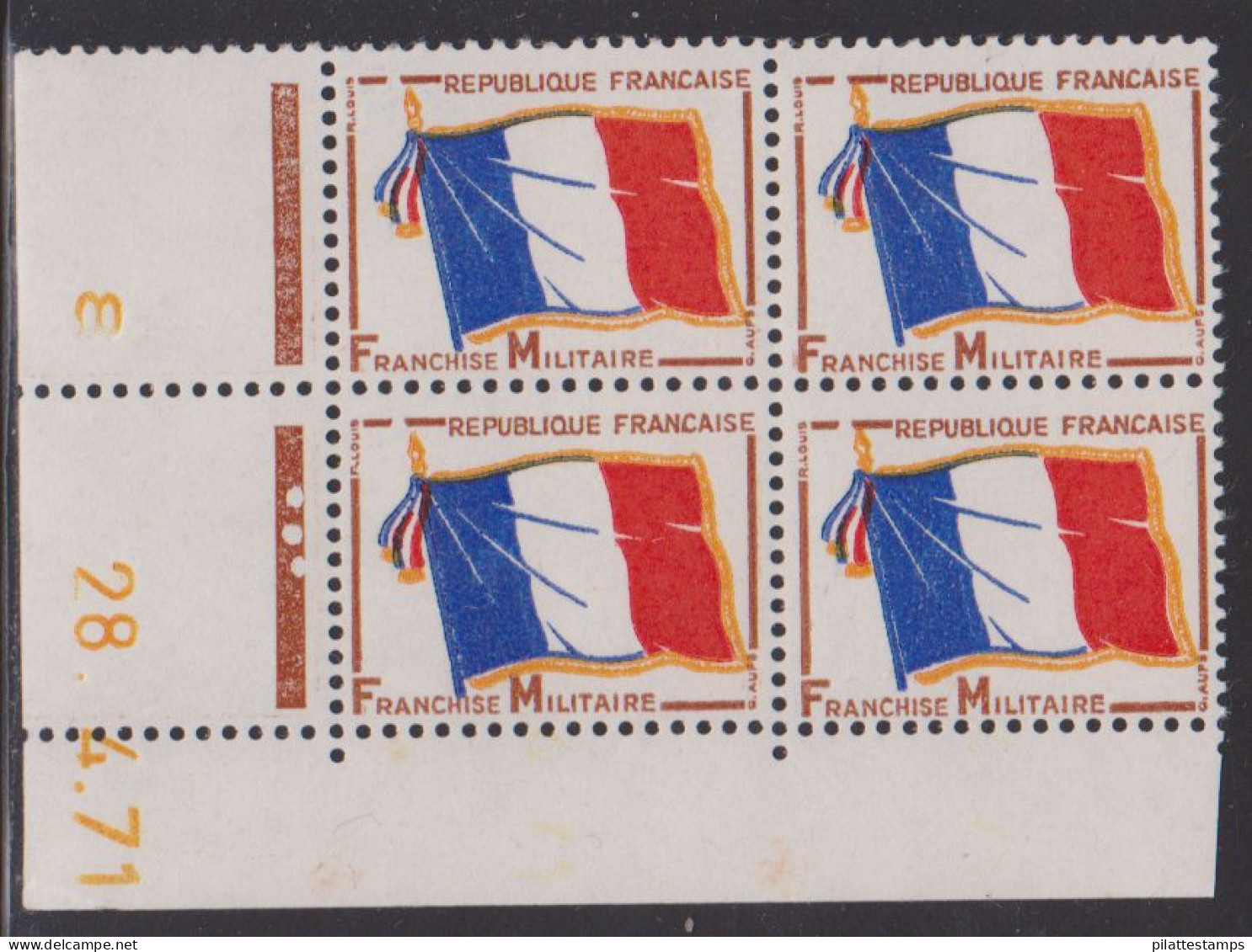 FRANCE FRANCHISE MILITAIRE N° 13** DRAPEAU COIN DATE DU 28/4/71 - Other & Unclassified