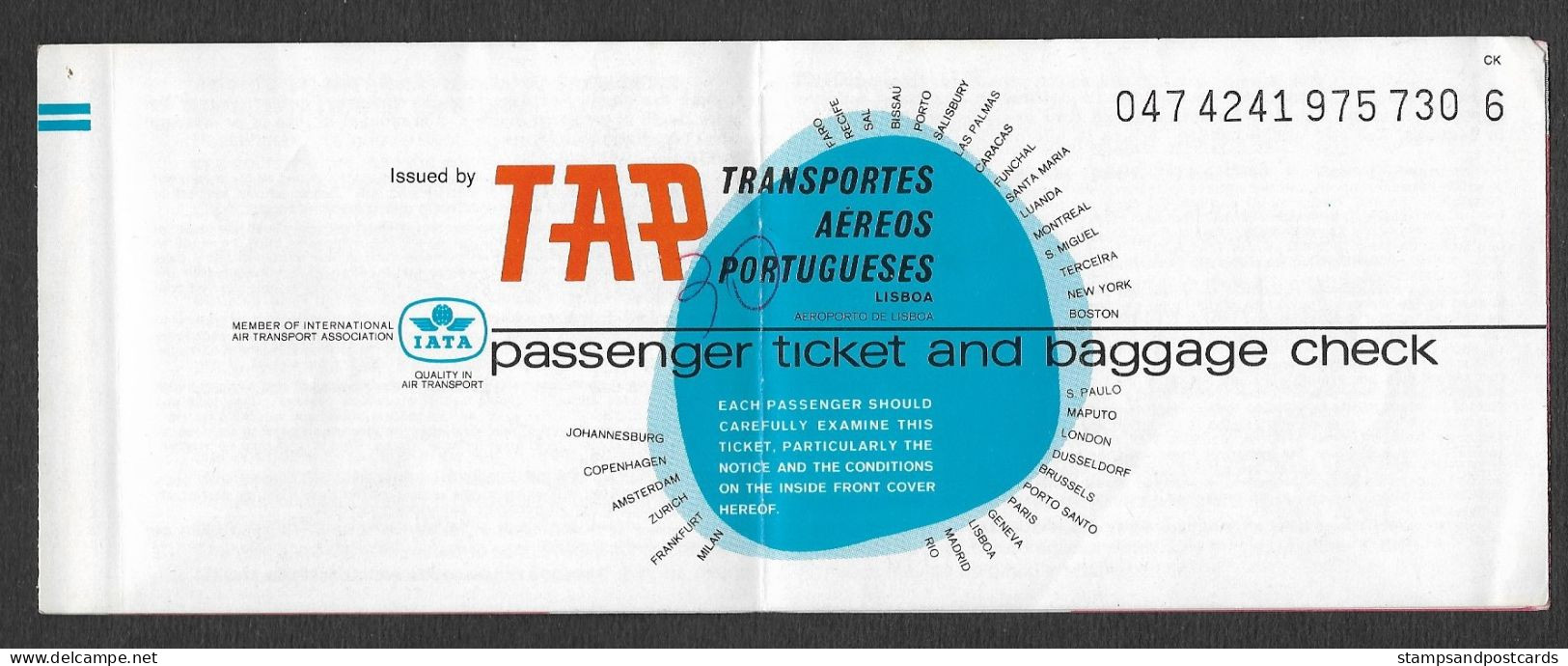 Billet D' Avion 1979 TAP Air Portugal Publicité Vinho Mateus Rosé Pink Wine Plane Ticket Pub - Europa