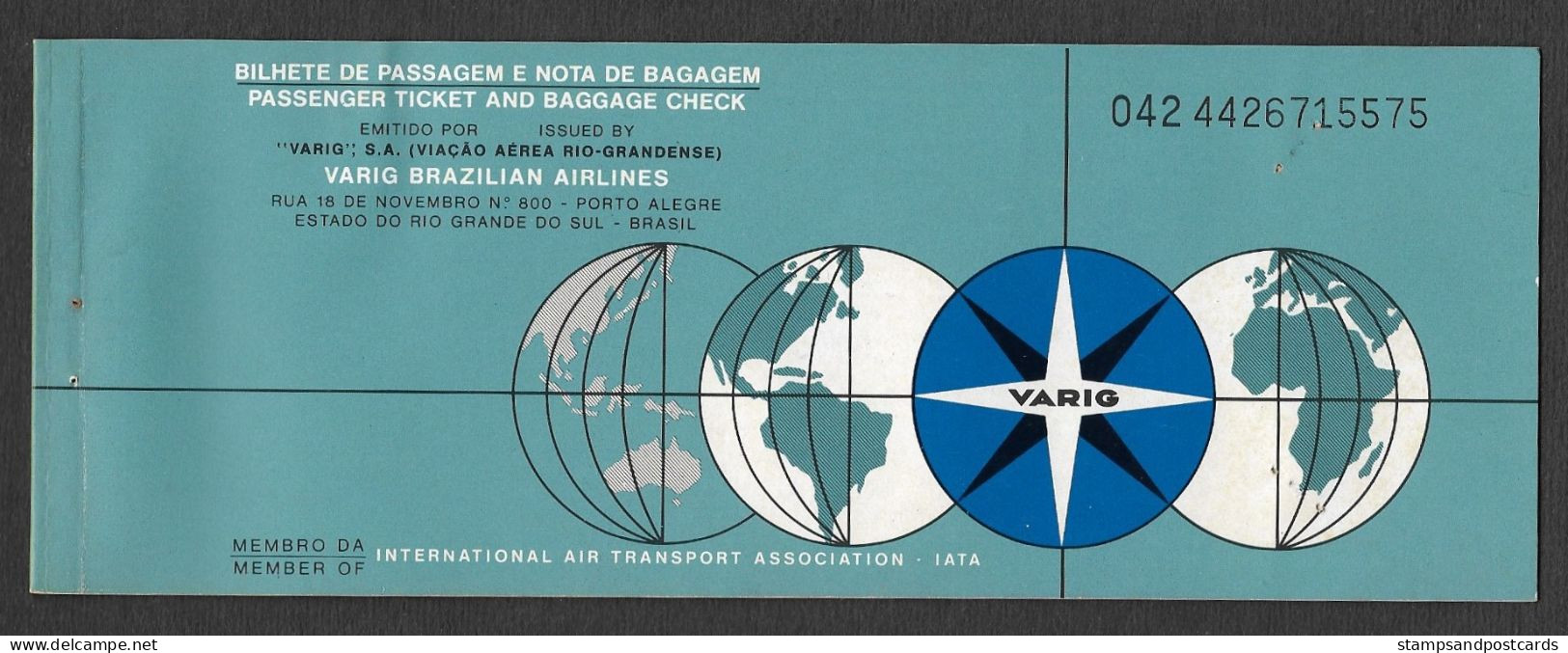 Billet D' Avion 1984 Varig Brasil Brésil Brazil Publicité Tropical Hotel Santarém Pará Plane Ticket Pub - Europe