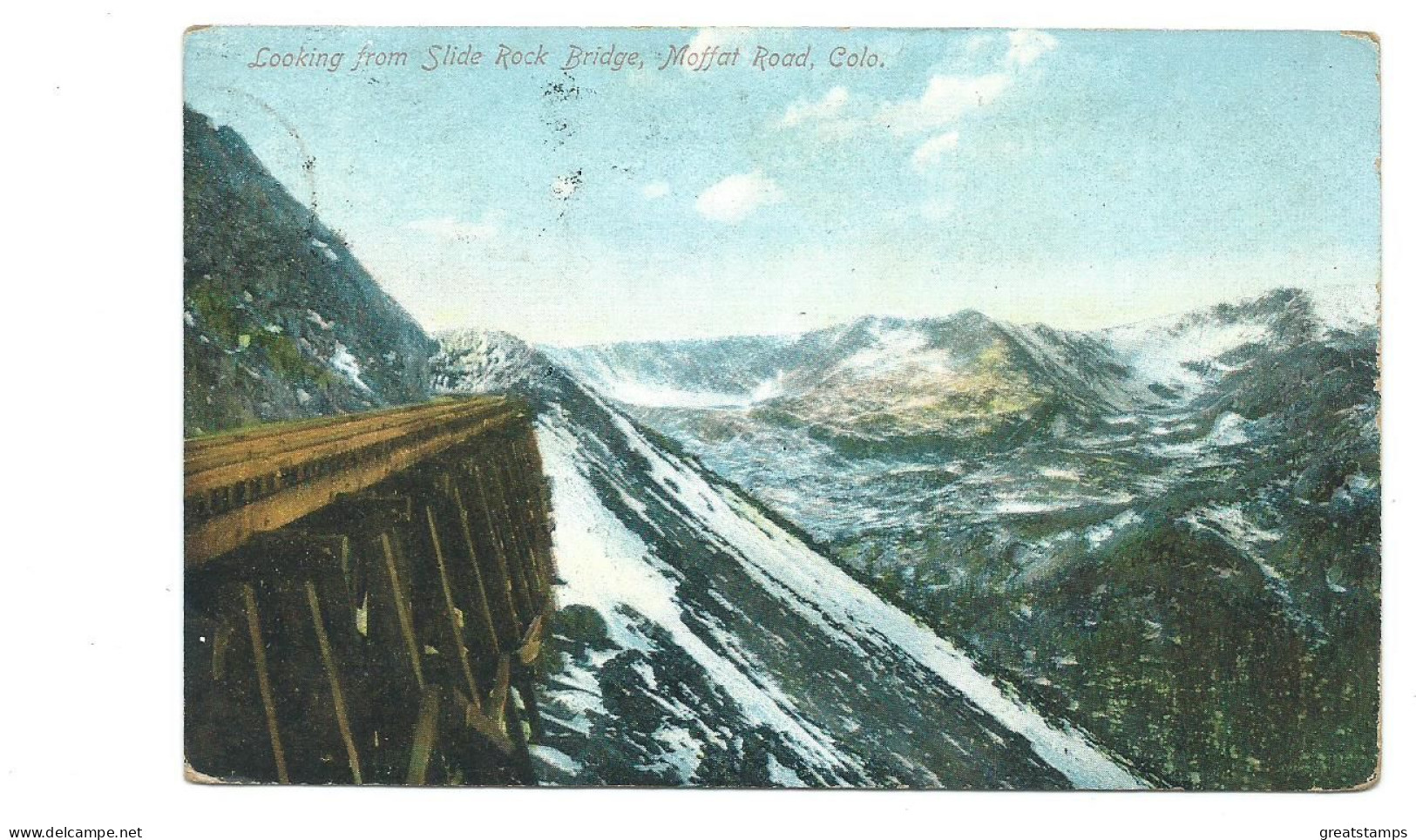 Raiway Postcard Moffat Road Colorado Train Tracks Looking Over The Side . Posted 1912 - Denver