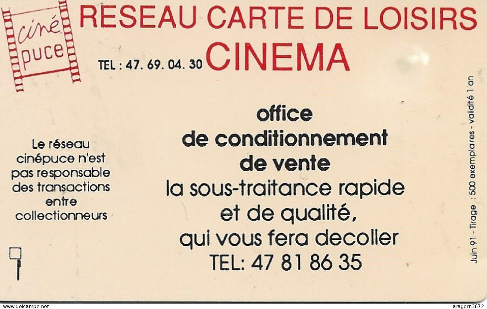 Ciné Puce CP10 - Eglise 06/91 SO3 500ex Très Rare - Entradas De Cine