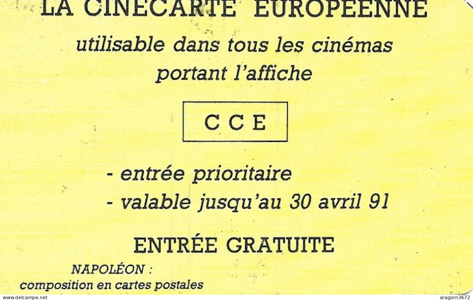 Cinécarte Indépendant 400ex  Série Napoléon Très Rare IND23 N°G - Entradas De Cine