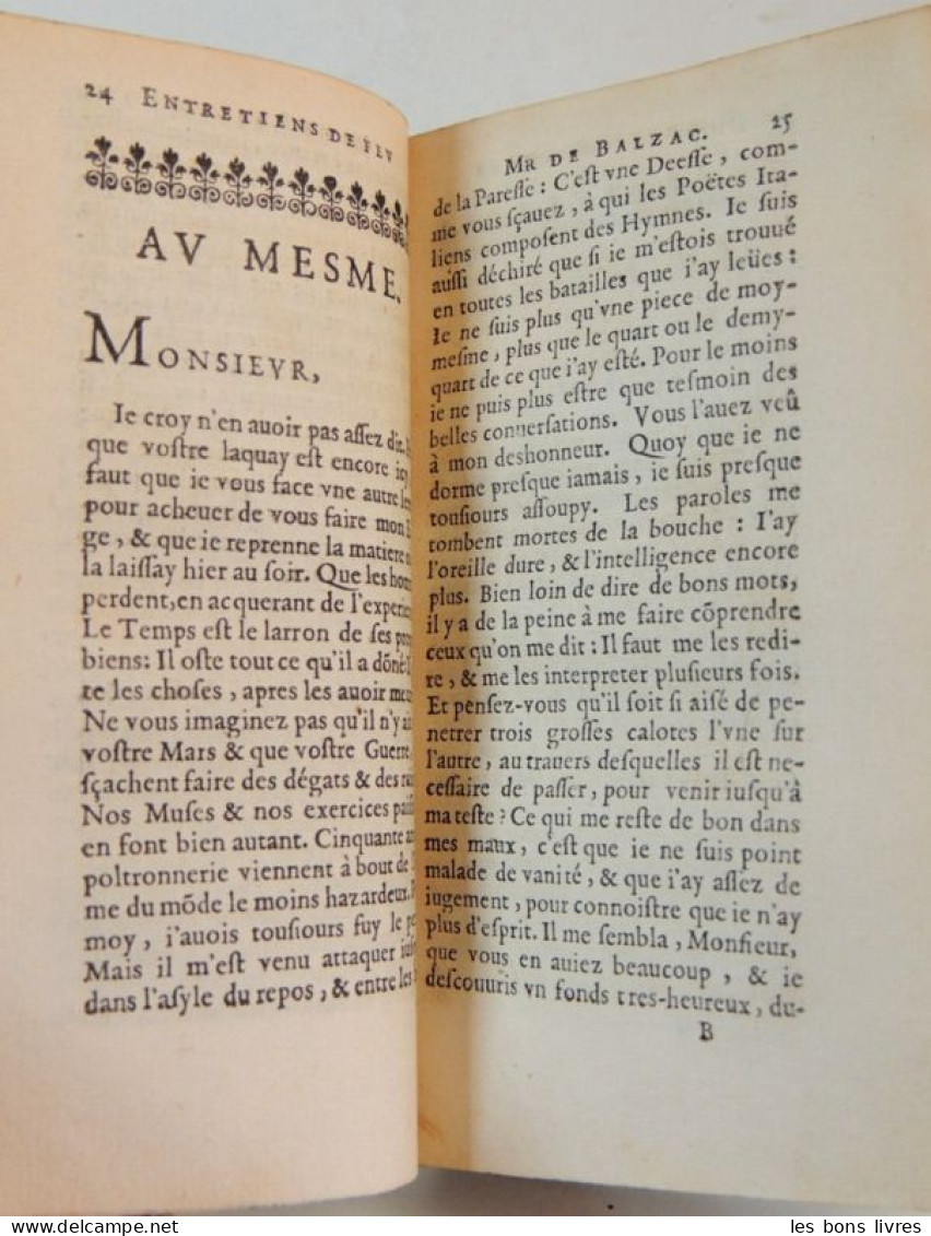 1657. Les entretiens de Fev Monsieur de Balzac ( rare)