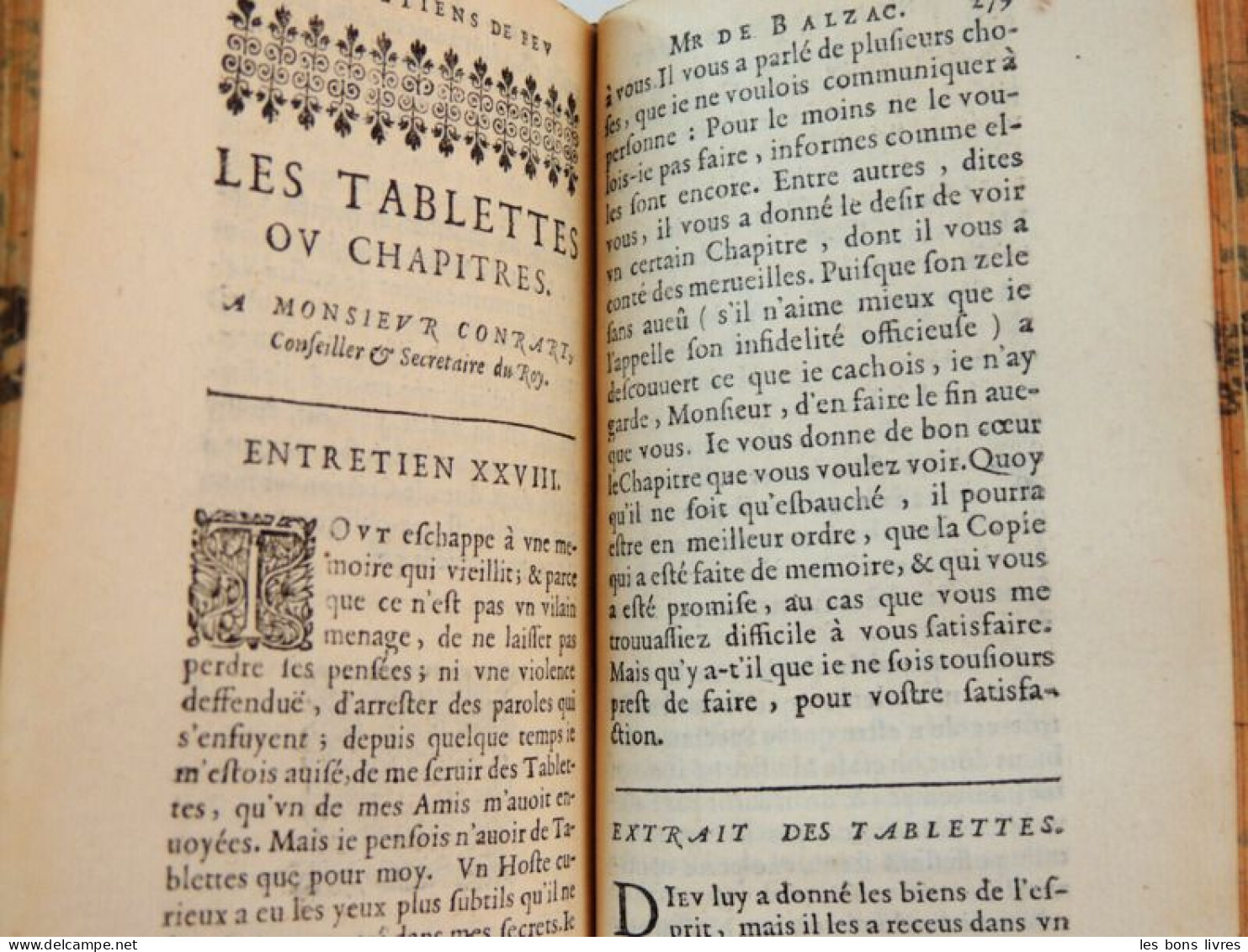 1657. Les entretiens de Fev Monsieur de Balzac ( rare)