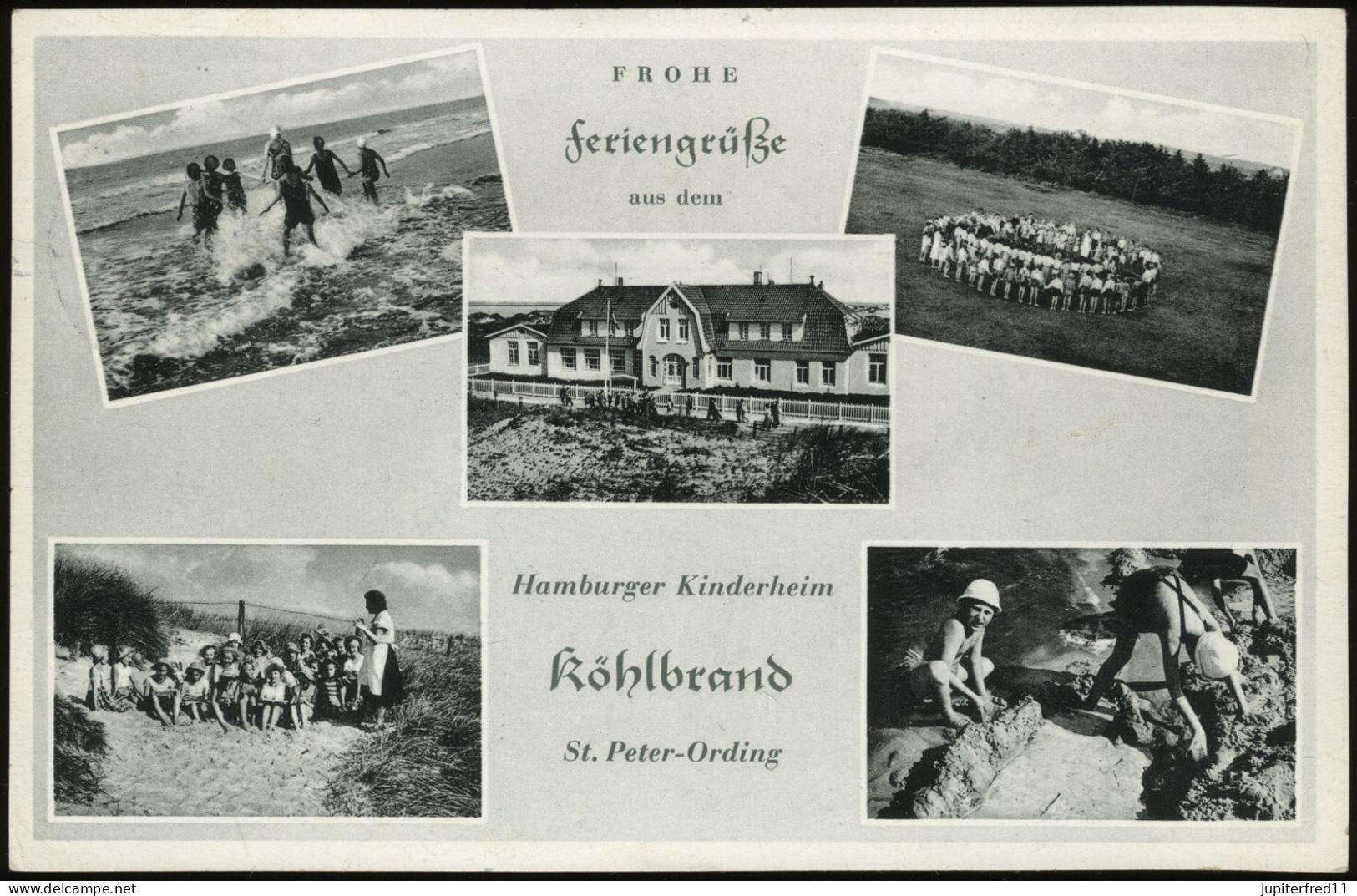 (B34339) AK St. Peter-Ording, Hamburger Kinderheim Köhlbrand 1956, RS Papieranhaftungen - St. Peter-Ording
