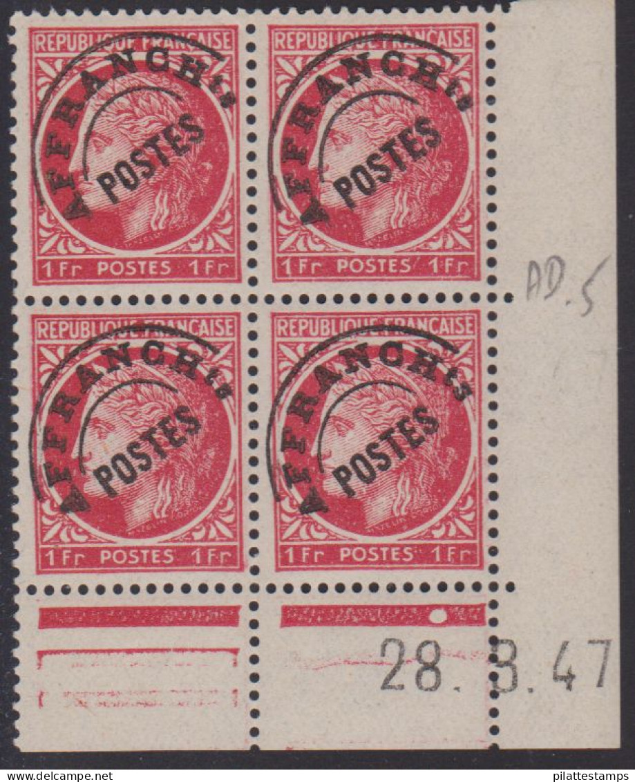 FRANCE PREOBLITERE N° 90** TYPE MAZELIN COIN DATE DU 28/3/47 - Precancels