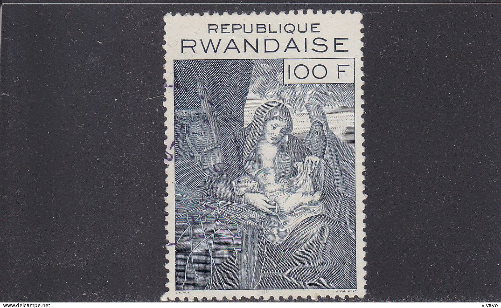 RWANDA - O / FINE CANCELLED - 1971 - XMAS , NOEL , WEIHNACHTEN - Mi. 464  - STAMP FROM BLOC - Gebraucht