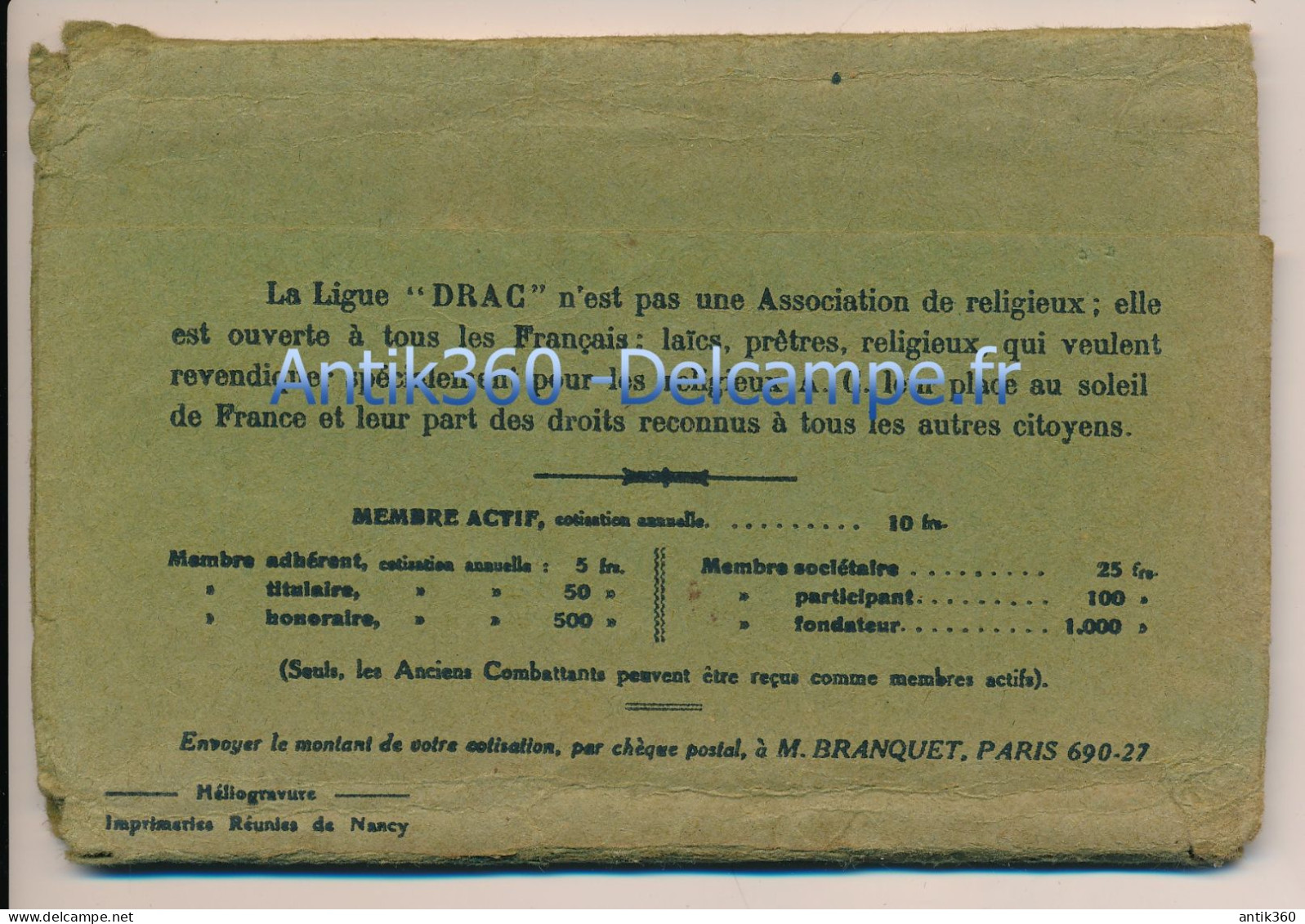 Série De 10 Cartes Anciennes CPA Ligue Film DRAC D.R.A.C Et PAC P.A.C Les Religieux De France - Other & Unclassified