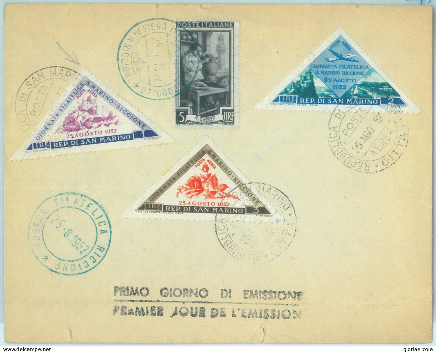 86575 - SAN MARINO - POSTAL HISTORY -  FDC  COVER 1952  Flowers - San Marino