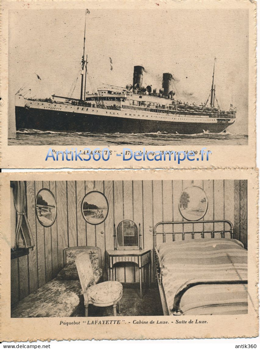 Lot De 4 Cartes Anciennes CPA Compagnie Générale Transatlantique French Line Paquebot LAFAYETTE - Dampfer